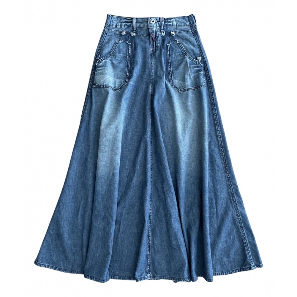 Replay Distressed Vintage Denim Maxi Skirt
